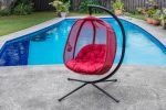 66 H x 34 W x 43 D Outdoor Red Hanging Egg Patio Chair with Cushion and C Type Bracket