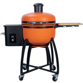 24 "Ceramic Pellet Grill with 19.6" diameter Gridiron Double Ceramic Liner 4-in-1 Smoked Roasted BBQ Pan-roasted for Outdoors Patio