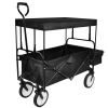 YSSOA Heavy Duty Folding Portable Hand Cart with Removable Canopy, 8'' Wheels, Adjustable Handles and Double Fabric for Shopping, Picnic, Beach, Campi