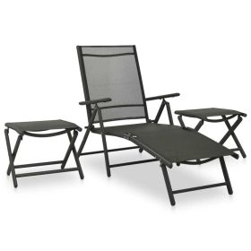 3 Piece Patio Lounge Set Textilene and Aluminum Black