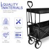 YSSOA Heavy Duty Folding Portable Hand Cart with Removable Canopy, 8'' Wheels, Adjustable Handles and Double Fabric for Shopping, Picnic, Beach, Campi