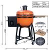 24 "Ceramic Pellet Grill with 19.6" diameter Gridiron Double Ceramic Liner 4-in-1 Smoked Roasted BBQ Pan-roasted for Outdoors Patio