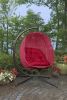 66 H x 34 W x 43 D Outdoor Red Hanging Egg Patio Chair with Cushion and C Type Bracket