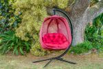 66 H x 34 W x 43 D Outdoor Red Hanging Egg Patio Chair with Cushion and C Type Bracket