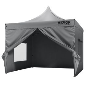 VEVOR 10x10 FT Pop up Canopy with Removable Sidewalls, Instant Canopies Portable Gazebo & Wheeled Bag, UV Resistant Waterproof, Enclosed Canopy Tent f (Color: Dark Grey, size: 10 x 10 ft)